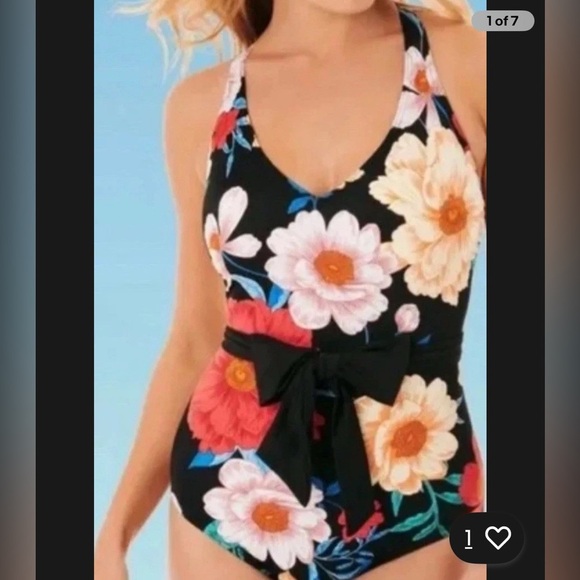 Dreamsuit By Miracle Brands Black Floral One Piece Belt Slimming Women’s 12 NWT - Picture 3 of 9